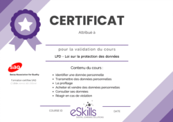 Image du certificat de e-learning