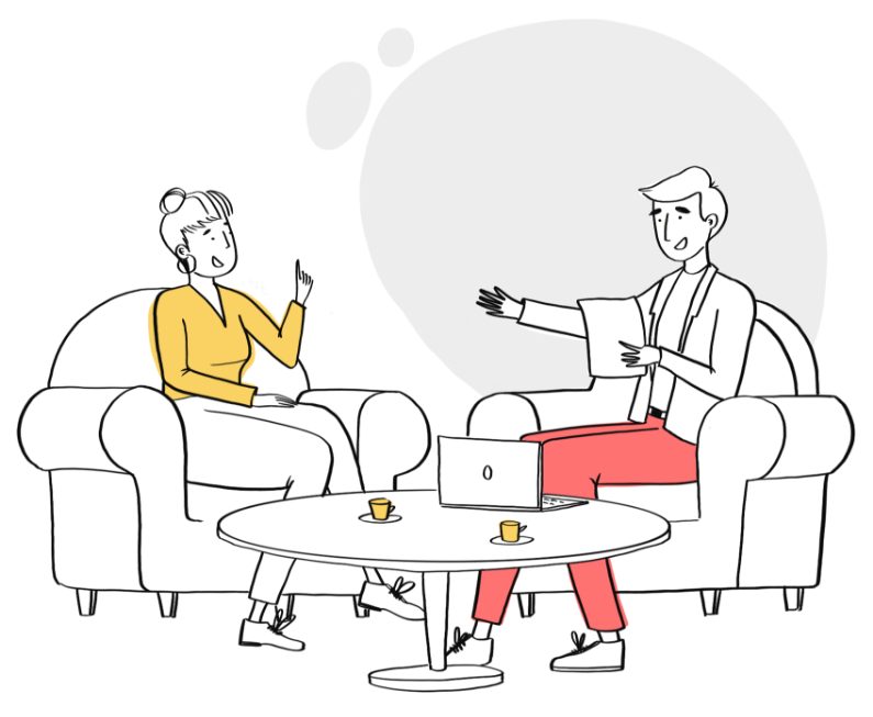 Illustration of a woman giving advice to the client