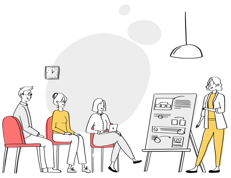 Illustration of a woman giving training to three other people