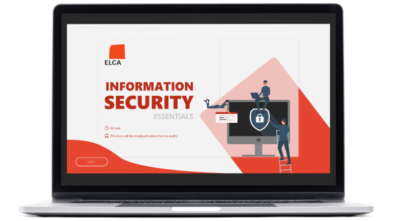 Exemples d'activité du module Sécurité de l'information - les essentiels réalisé pour Elca, sur un ordinateur portable.