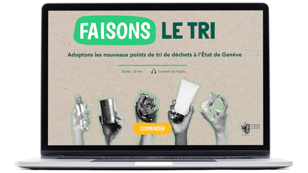 Capture d'écran de la page d'accueille du e-learning sur le tri des déchets pour l'état de Genève